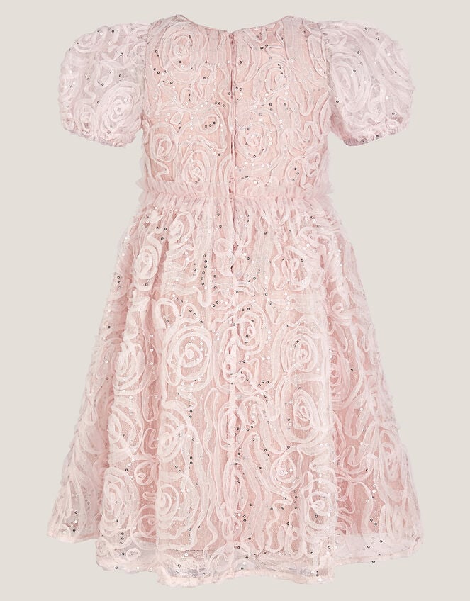 Constance Appliqu&eacute; Rose Party Dress, Pink (PINK), large