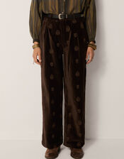 Maison Hotel Paco Embroidered Velvet Trousers, Brown (BROWN), large