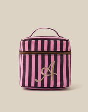 Initial Stripe Velvet Vanity Case, Multi (MULTI), large
