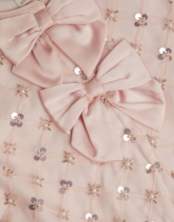 Gracie Satin Bow Embellished Cardigan, Pink (PALE PINK), large