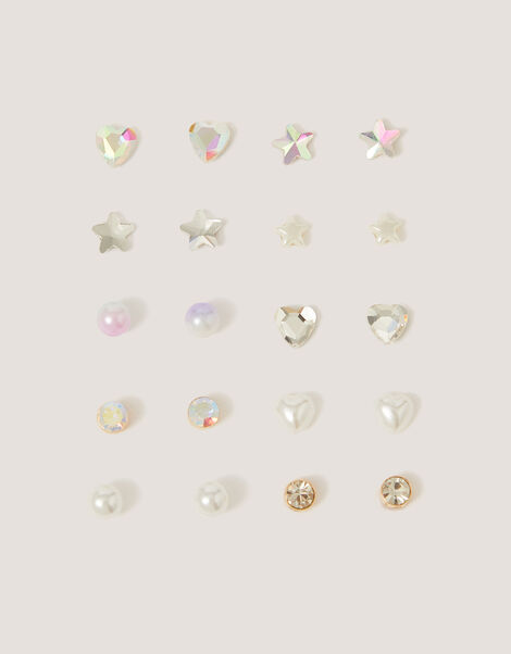 10-Pack Star & Heart Stud Earrings, , large