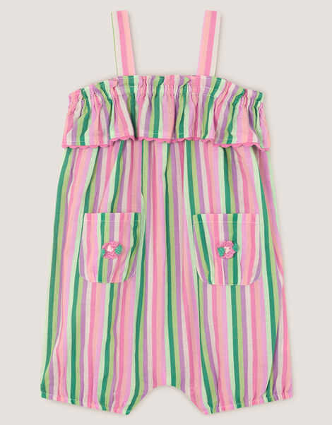 Baby Frill Stripe Playsuit , Green (GREEN), large