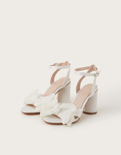 Kia Lace Bow Heeled Sandals, Ivory (IVORY), large