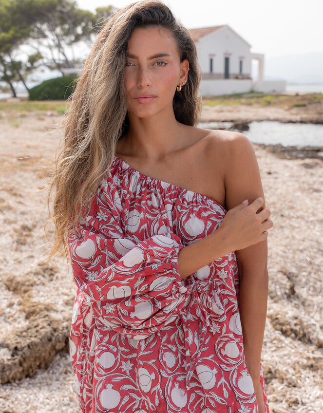 Pitusa One Shoulder Block Print Maxi Dress, , large