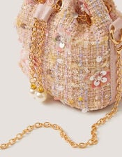Sequin Tweed Bucket Bag, , large