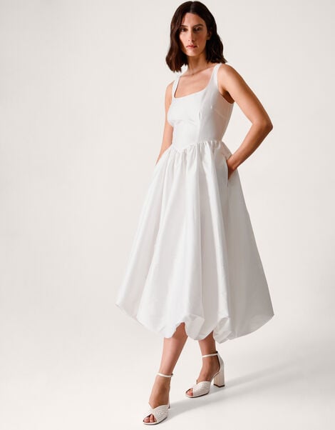 Mia Sleeveless Drop Waist Midi Wedding Dress, Ivory (IVORY), large