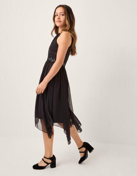 Idaho Halter Chiffon Prom Dress, Black (BLACK), large