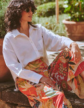 One Hundred Stars Fan Print Wide Leg Trousers, Red (RED), large