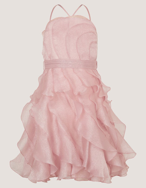 Glitter Ruffle Party Dress, Pink (PINK), large