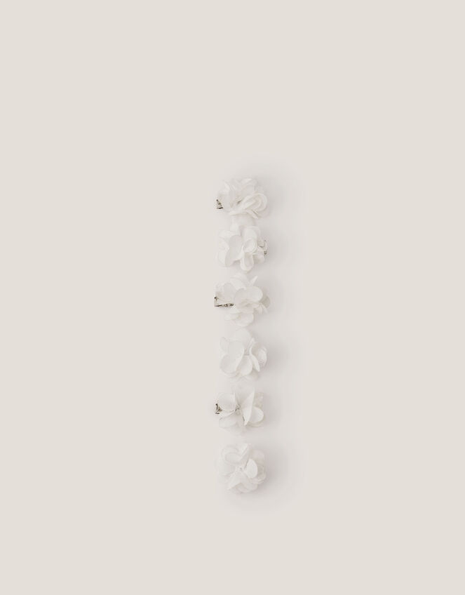 6-Pack Mini Pom Pom Hair Clips, Ivory (IVORY), large