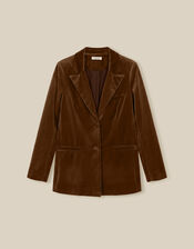 Vicky Velvet Blazer, Green (KHAKI), large