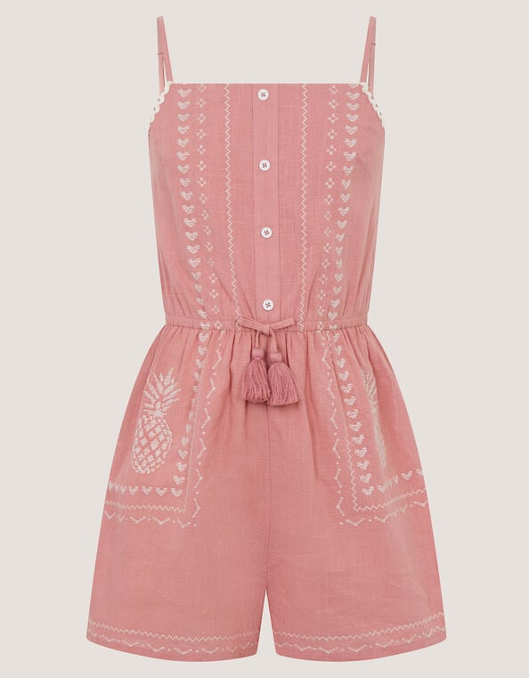 Pineapple Embroidered Romper, Pink (PINK), large