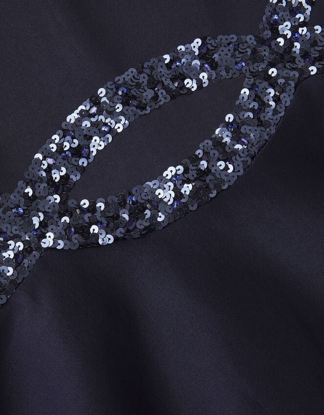 Sleeveless Sequin Prom Dress, Blue (NAVY), large