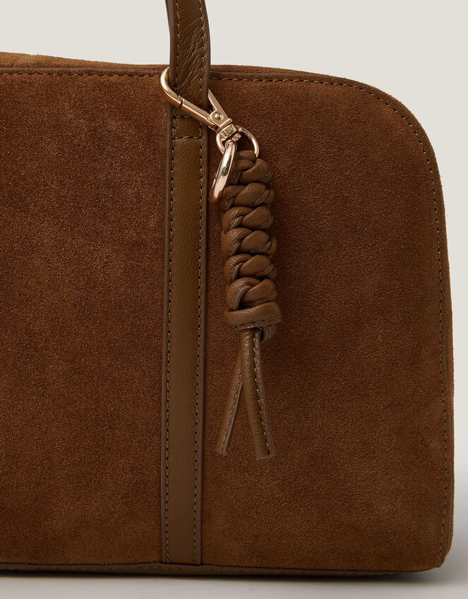 Cate Suede Bowler Bag, , large