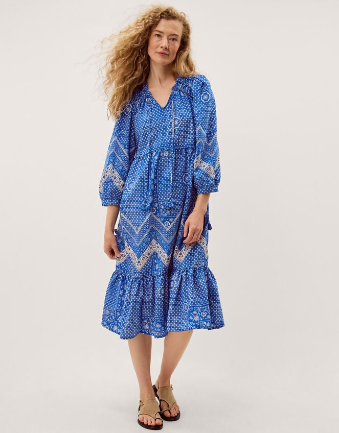 Iggy Floral Print Midi Dress, Blue (BLUE), large