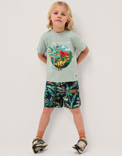 Dinosaur Print T-Shirt & Shorts Set, Green (GREEN), large