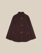 Leia Funnel Neck Cape Coat, Brown (CHOCOLATE), large