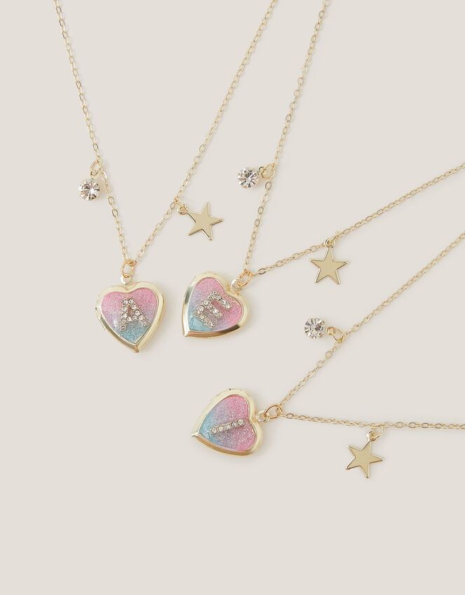 Initial Locket Charm Necklace, Gold (GOLD), large