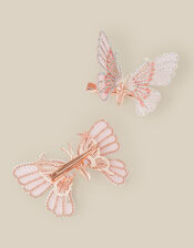 2-Pack Rhinestone Spring Butterfly Hair Clips, Pink (PINK), large