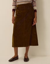 Malika Corduroy Midi Skirt, Green (CHARTREUSE), large