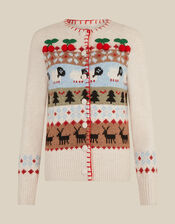 Fi Fair Isle Christmas Cardigan, Ivory (IVORY), large