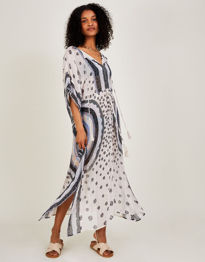 Circle Print Maxi Kaftan in LENZING&trade; ECOVERO&trade;, Ivory (IVORY), large