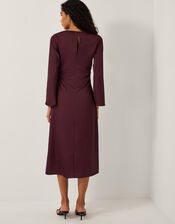 Polly Floral Print Midi Dress, Red (BURGUNDY), large