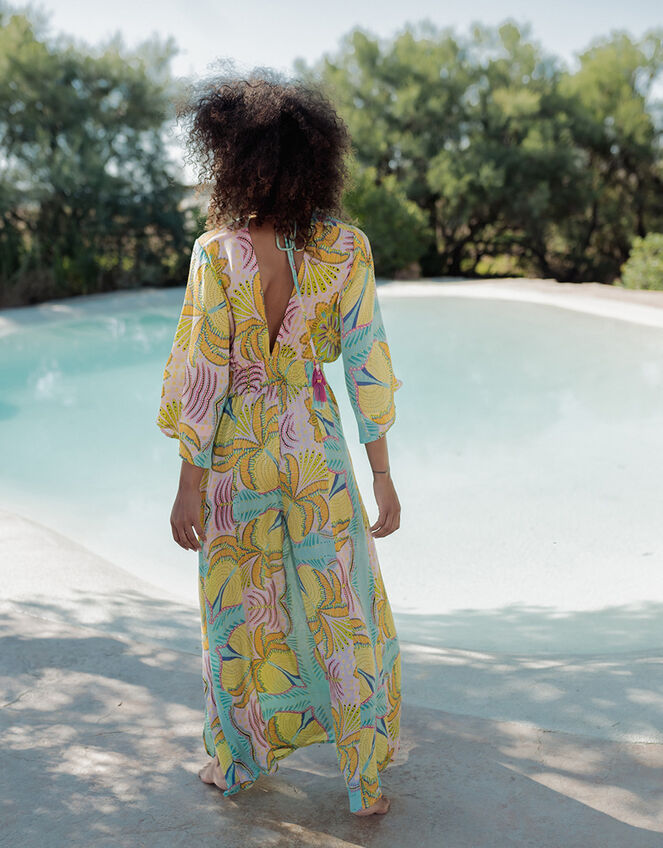 Piti Cuiti Plunge Floral Print Jumpsuit, Yellow (YELLOW), large