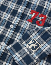 73 Logo Checkered Shirt, Blue (BLUE), large