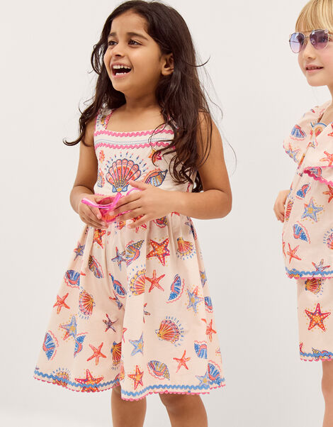 Shell Print Playsuit, Orange (ORANGE), large