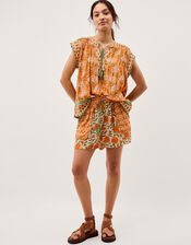 Carris Floral Scallop Shorts, Orange (ORANGE), large