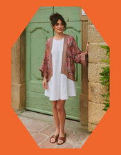 One Hundred Stars Giant Kantha Print Short Kimono, , large