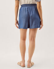 Isla Embroidered Denim Shorts, Blue (DENIM BLUE), large