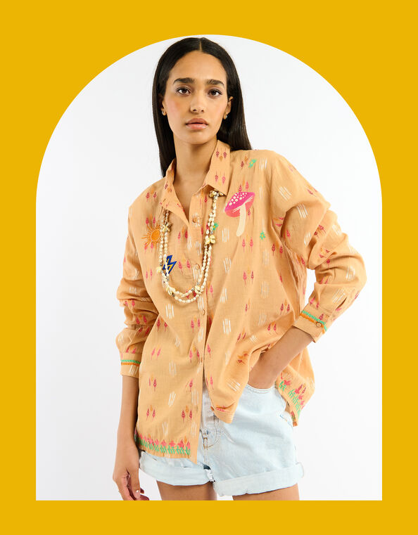 Wild Charlie Jacquard Shirt, Orange (ORANGE), large