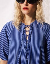 FRNCH Assunta Puff Sleeve Stripe Maxi Dress, Blue (BLUE), large