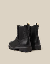 Heart Brogue Chelsea Boots, Black (BLACK), large