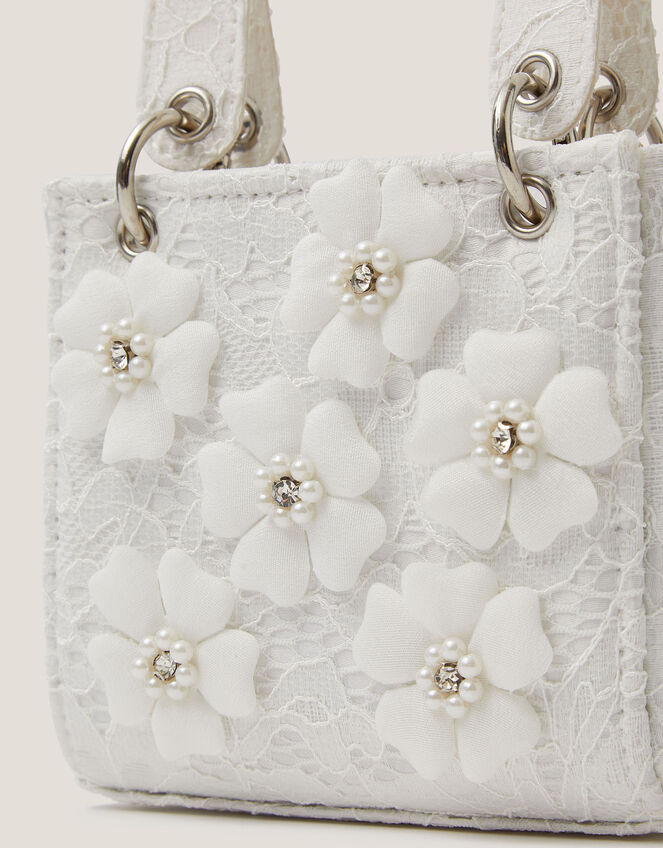 Embellished Floral Lacey Tote Bag , , large