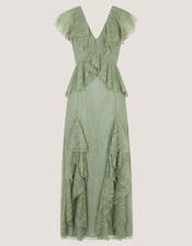 Alda Ruffle Lace Midi Dress, Green (SAGE), large