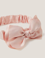 Satin Bow Bando Headband, Pink (DUSKY PINK), large