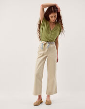 Lucy Linen Blend T-Shirt, Green (KHAKI), large