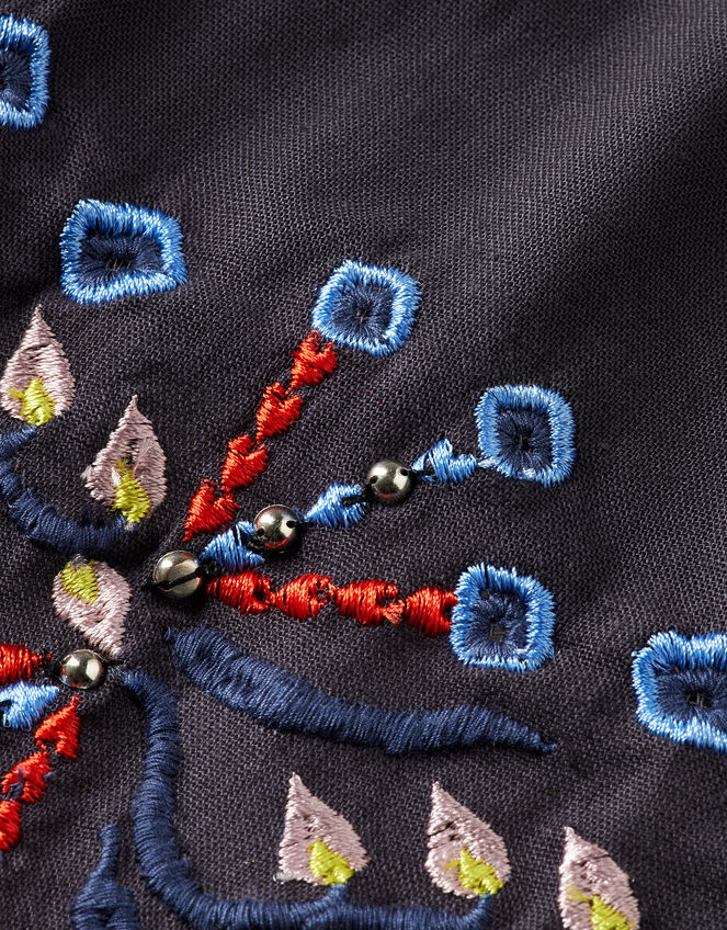 Scotch & Soda Embroidered Midi Skirt, Grey (CHARCOAL), large