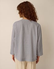 Alexa Stripe Linen Blend Top, Blue (BLUE), large