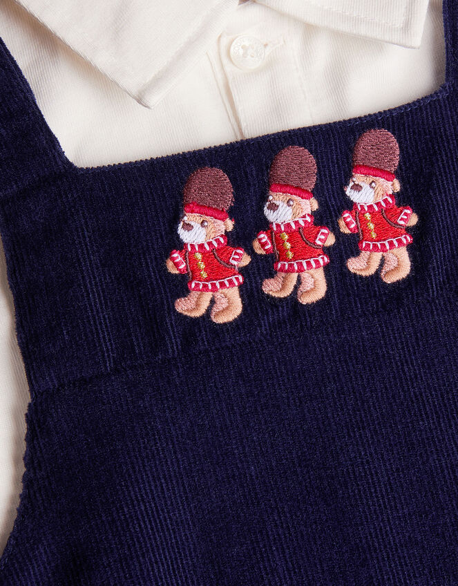 Newborn Bear Cord Dungarees & Shirt Set, Blue (NAVY), large