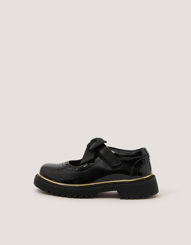 Patent Mary Jane Brogue School Shoes, Black (BLACK), large