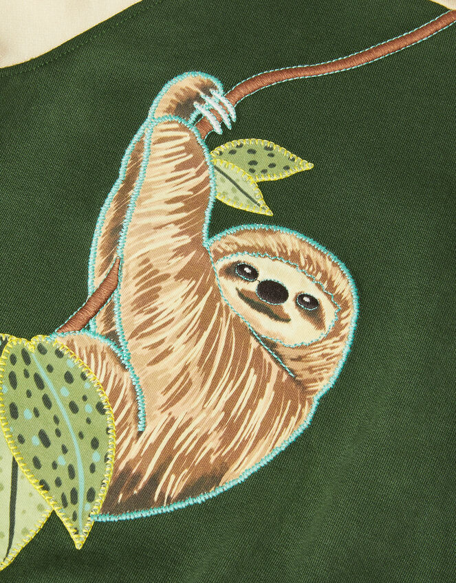 Sloth Graphic Hoodie, Green (KHAKI), large