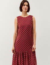 Claire Polka Dot Midi Dress, Red (BERRY), large