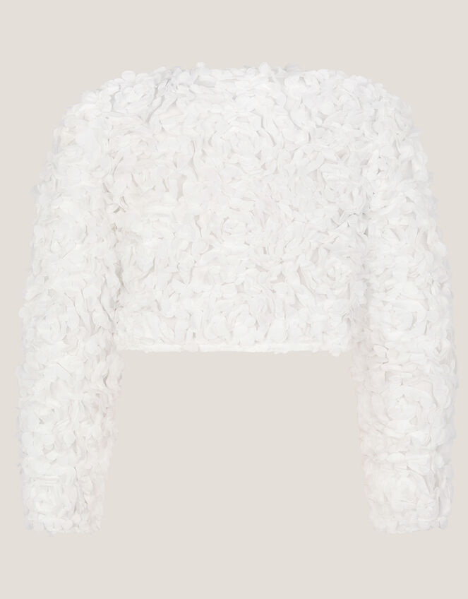Appliqu&eacute; Rose Cropped Jacket, Ivory (IVORY), large