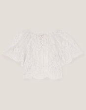 Lola Lace Short Sleeve Cover Up, White (WHITE), large