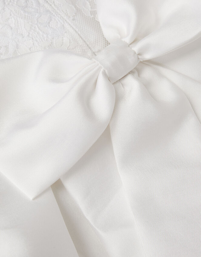 Lola Bow Lace Trim Communion Dress, White (WHITE), large