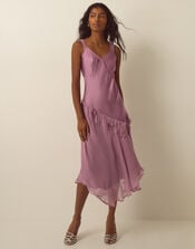 Ruby Sleeveless Asymmetrical Floral Embroidered Midi Dress, Pink (PINK), large